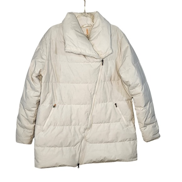 Lucy XL Cream Puffer Jacket Full Zip Collared Winter Warm Padded Coat - Picture 1 of 16